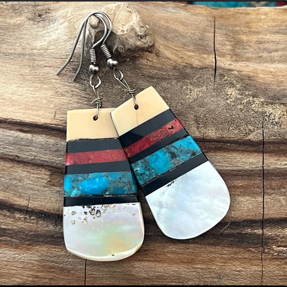 Native American Turquoise Dangle Earrings - Picture 3 of 7